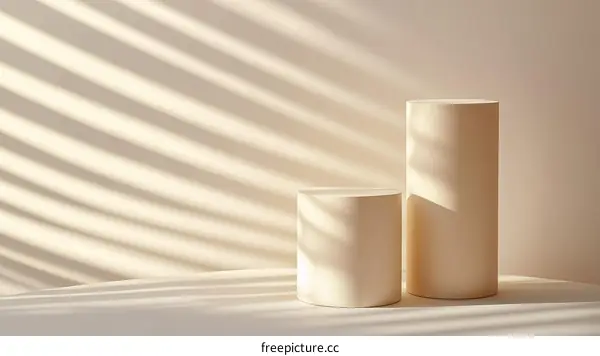 Beige Cylindrical Product Display Stands