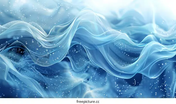 Abstract Blue Water Surface with Bubbles