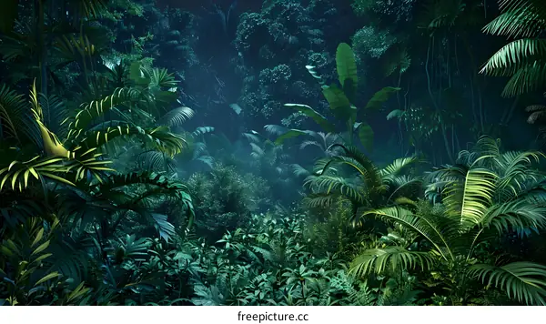 Lush Green Tropical Rainforest Scene