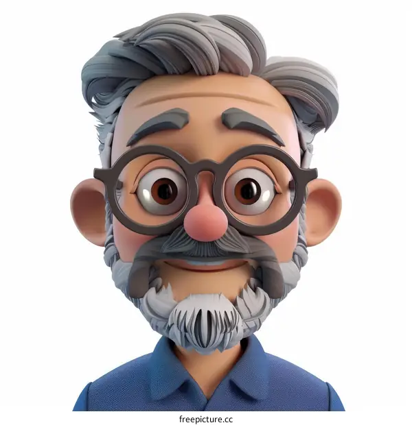 Portrait of a happy old man with glasses and a beard