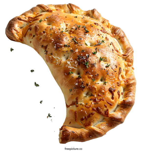 [Transparent Background PNG]Half of a baked calzone