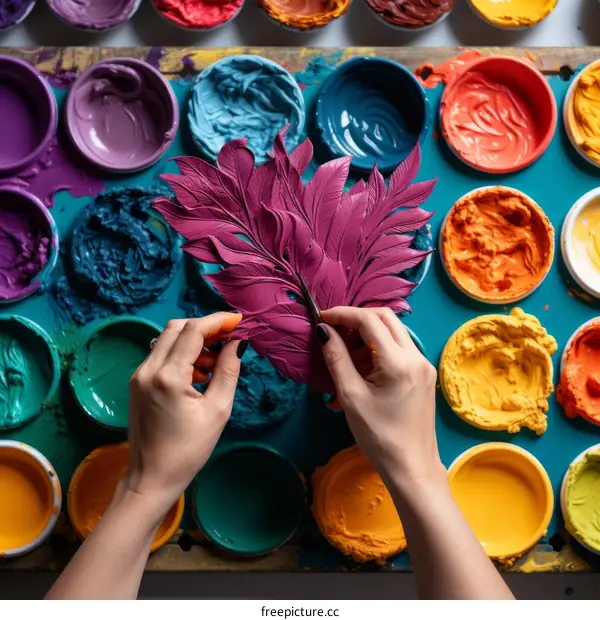 A person holding a 3D printed leaf made of resin