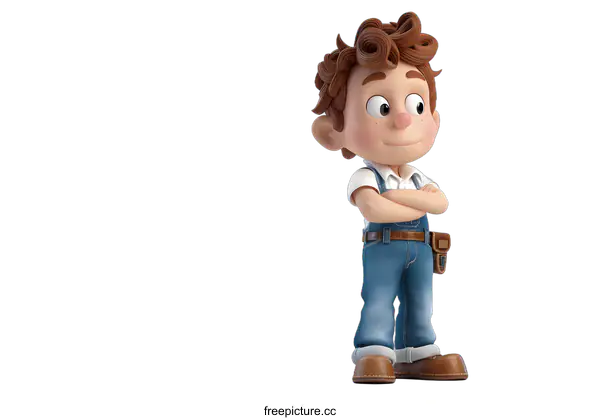 [Transparent Background PNG]A 3D rendering of a cartoon character of a boy