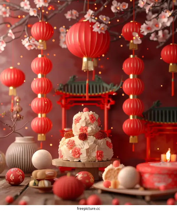 Celebrating Chinese New Year with a Feast of Food and Decorations