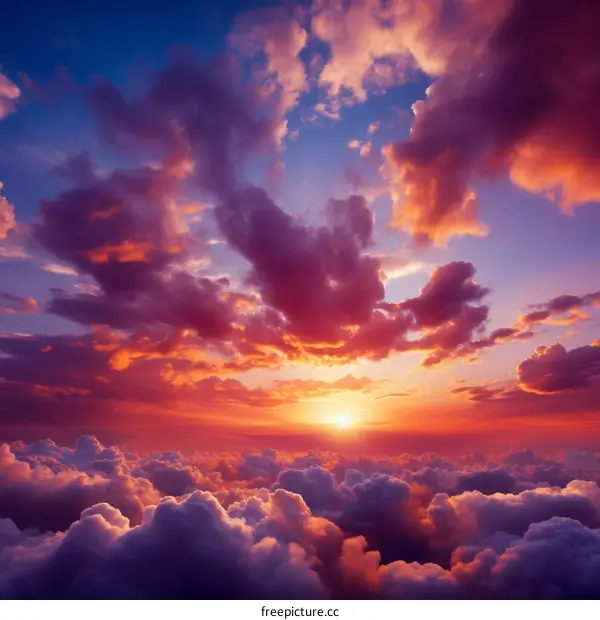 Golden Hour Sunset Over a Sea of Clouds