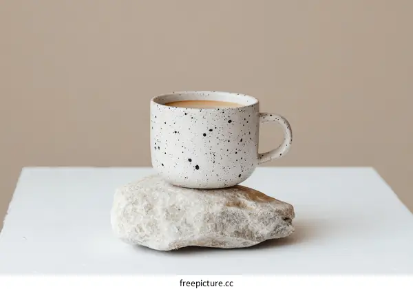 A Simple Ceramic Coffee Cup on a Stone