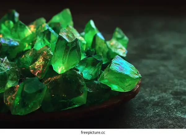 Close-up View of Sparkling Green Crystals