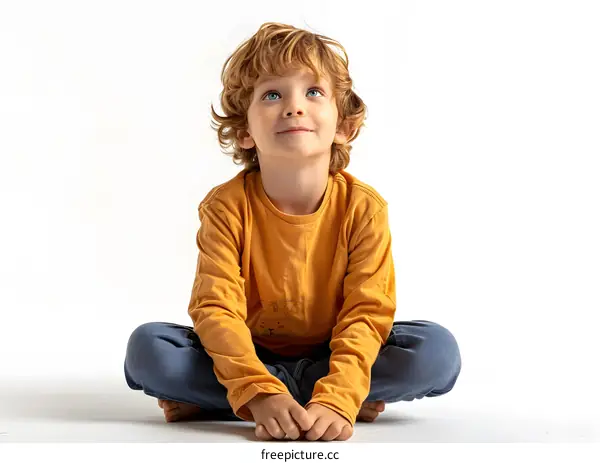Portrait of a boy with curly ginger hair