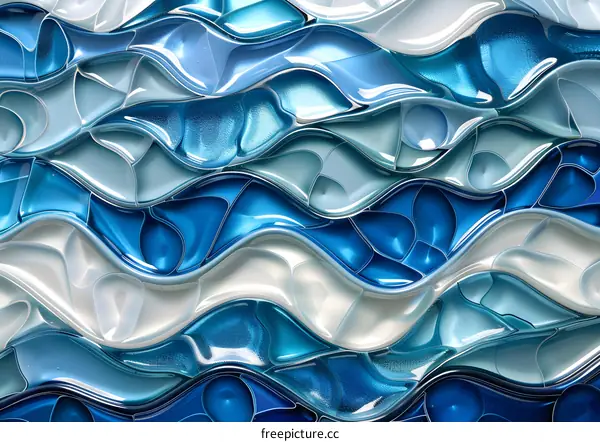 Abstract Blue And White Wavy Pattern