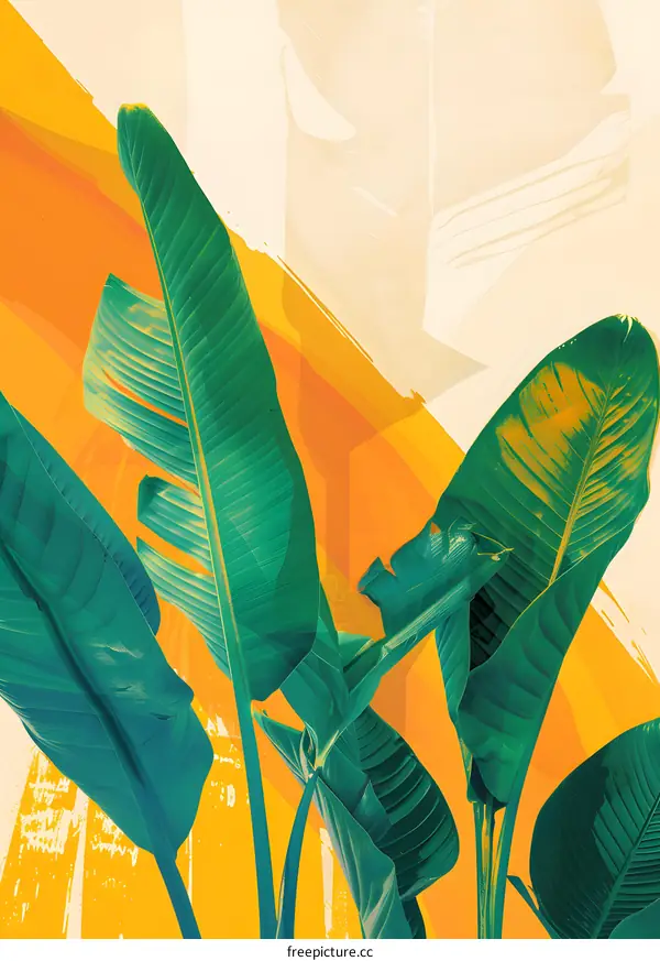 Tropical Green Leaves Abstract Minimalist Art