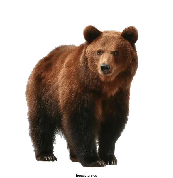 [Transparent Background PNG]Powerful Brown Bear Portrait Against a White Background