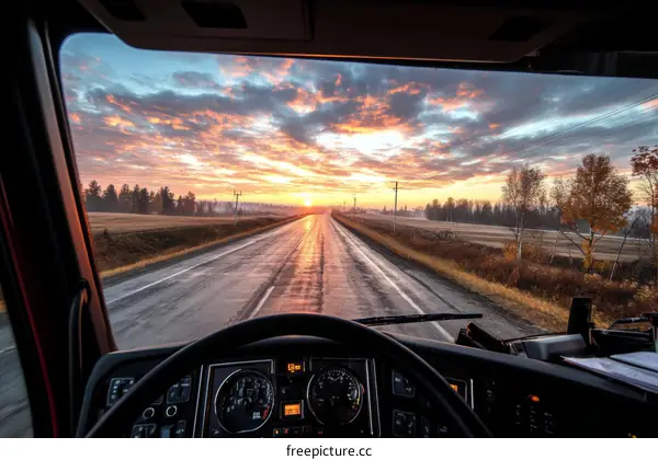 Sunrise Highway View from Truck Cab