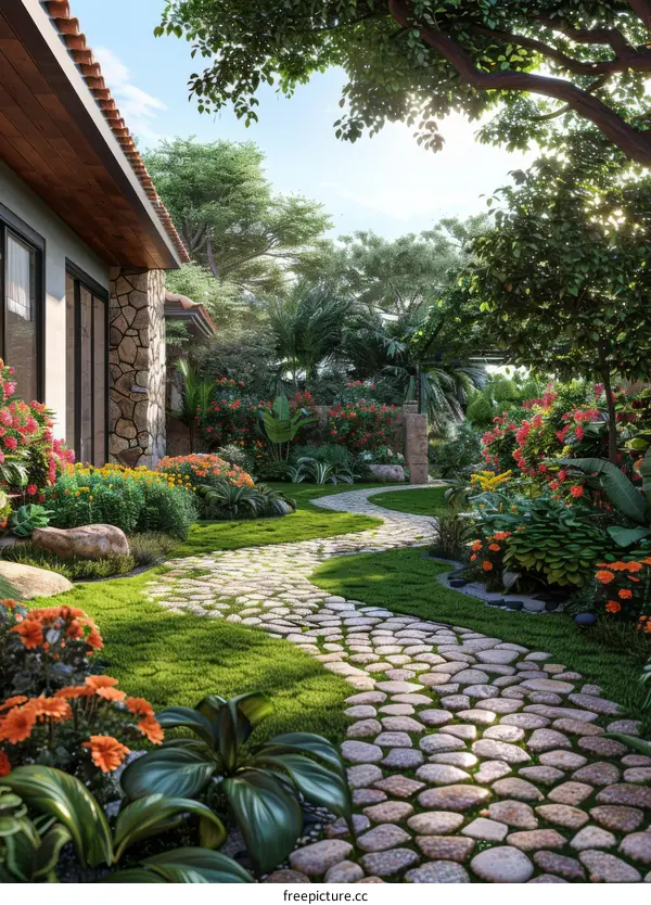 Tropical Garden Stone Path