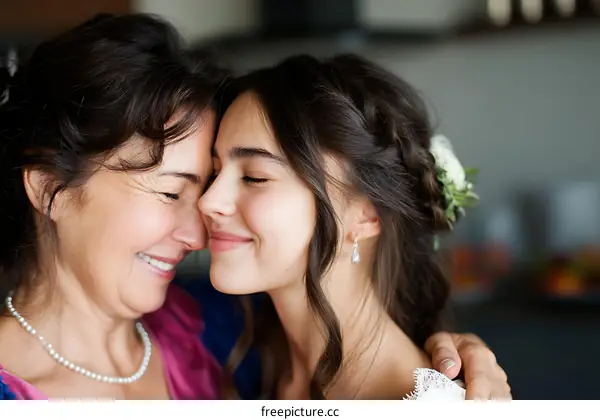 Mother and Daughter Love Affection Close-up Photo