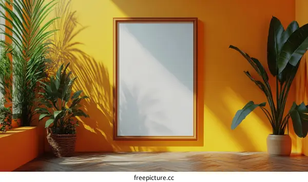 Blank Frame Interior Design with Tropical Plants