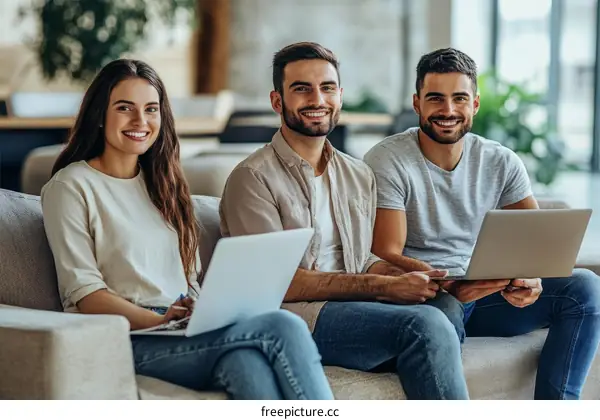 Three Diverse Colleagues Working Together