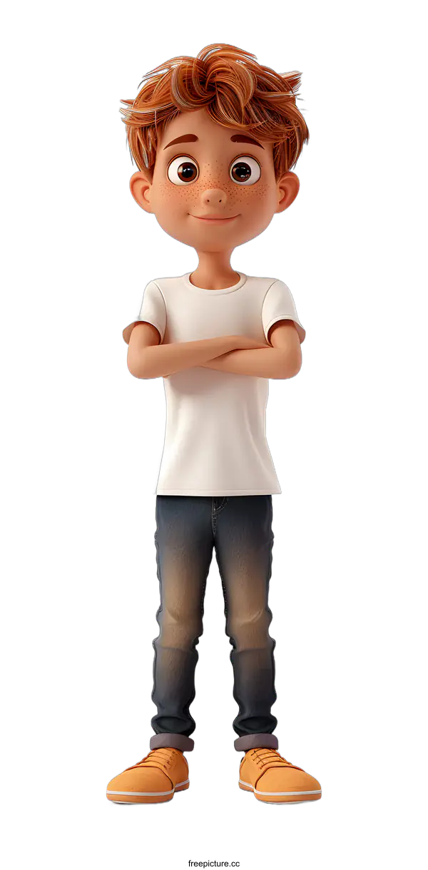 [Transparent Background PNG]3D rendering of a cute cartoon boy