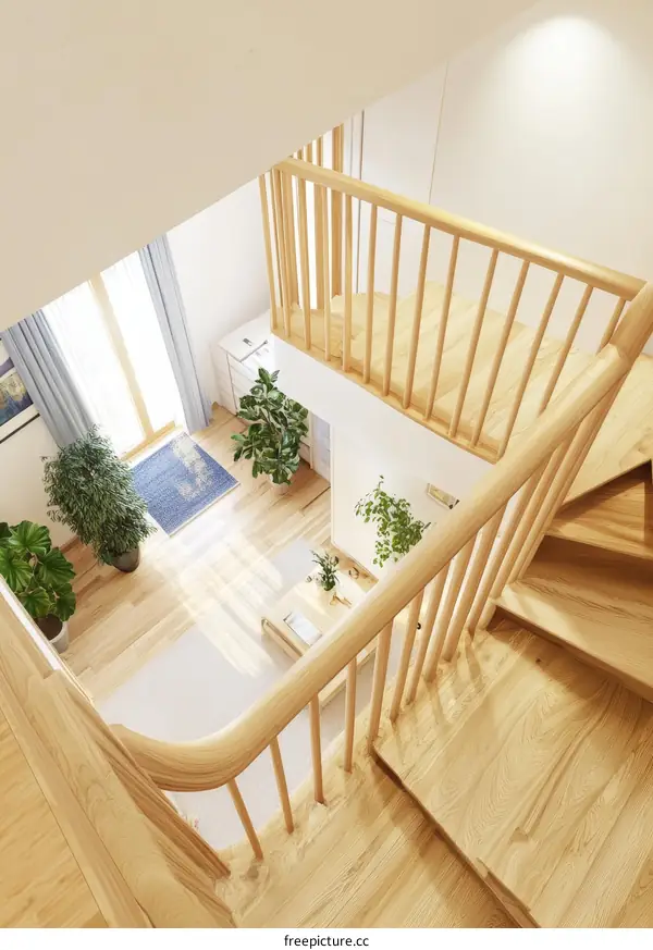 Wooden Staircase in Modern Home Interior Design