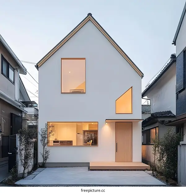 Modern Minimalist White House with Large Windows