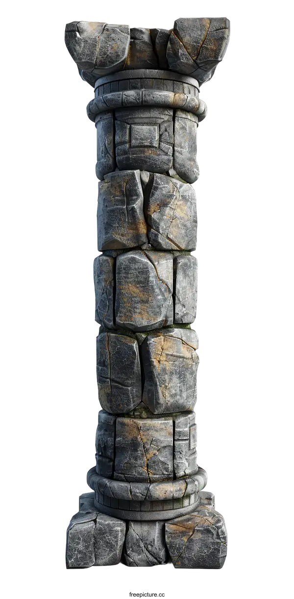 [Transparent Background PNG]Ancient Stone Pillar Isolated