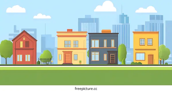 Colorful Houses on a Suburban Street