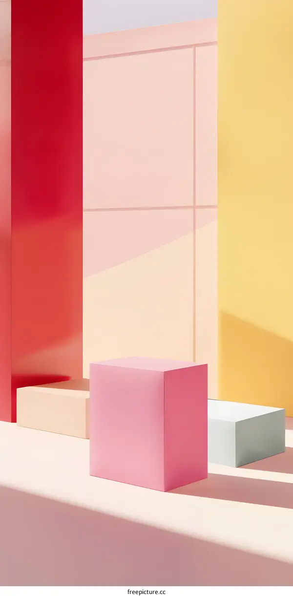 Abstract Minimalist Pastel Colored Geometric Shapes Background