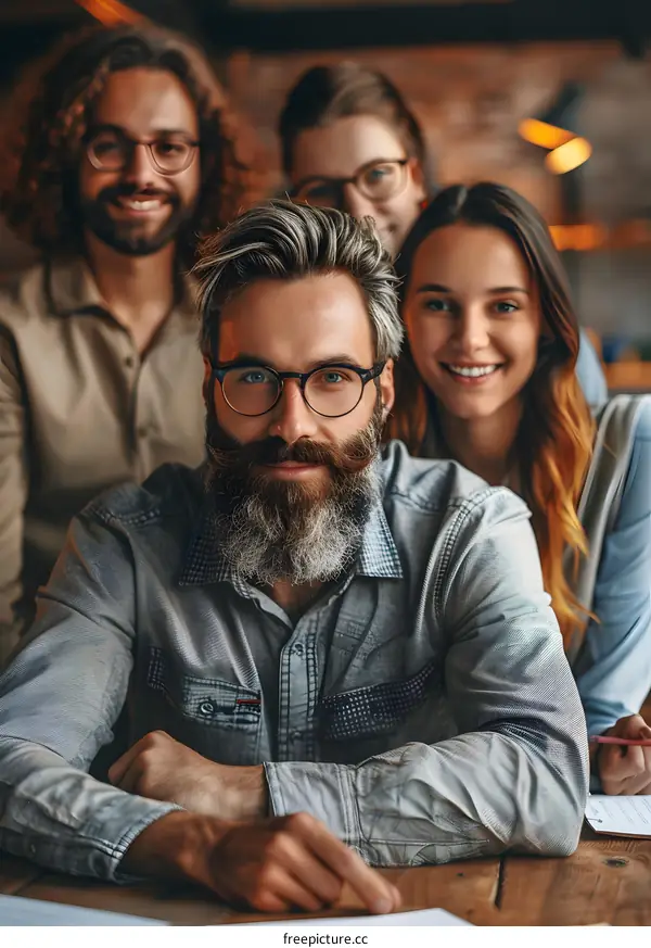 portrait of a group of business people smiling and looking at the camera