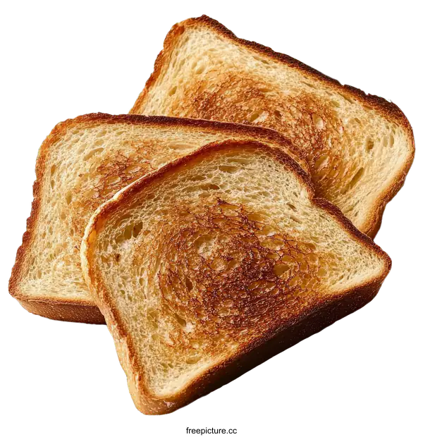[Transparent Background PNG]Crispy Toasted Bread Slices Close Up