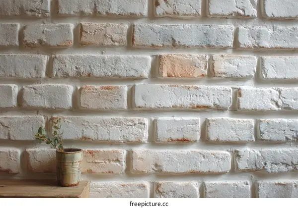 Whitewashed Brick Wall Texture Background