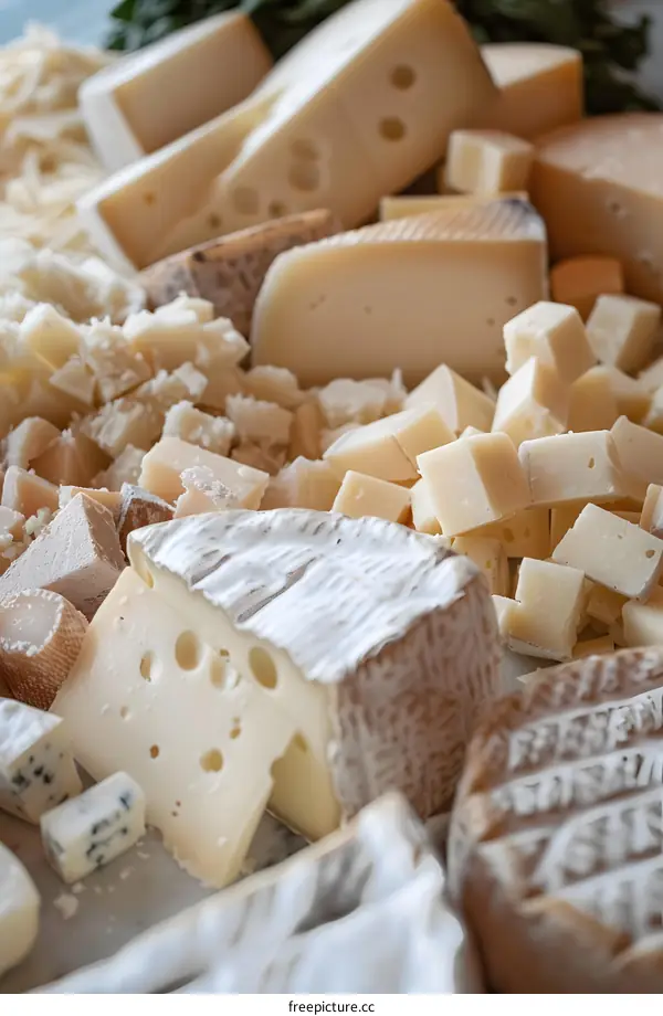 Assortment of Cheeses on a Marble Counter
