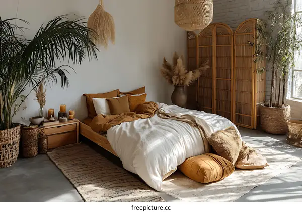 Bohemian Bedroom Interior Design with Natural Elements