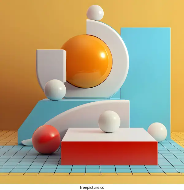 Abstract Colorful Geometric Shapes Illustration with Spheres