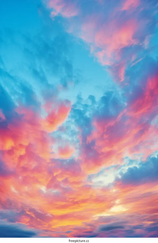 Gradient Sunset Sky with Pink and Blue Clouds