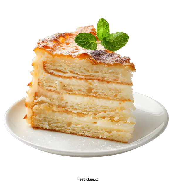 [Transparent Background PNG]A slice of cake on a white plate