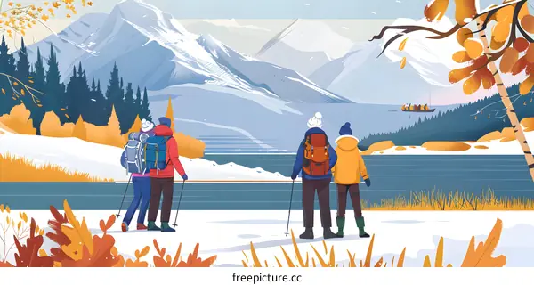 Winter Hiking in Mountain Landscape