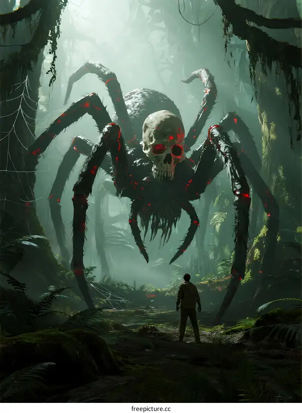 Giant Skull-Headed Spider in Mysterious Dense Jungle