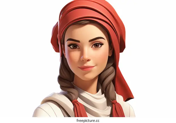 Portrait of a Young Woman in a Red Headscarf