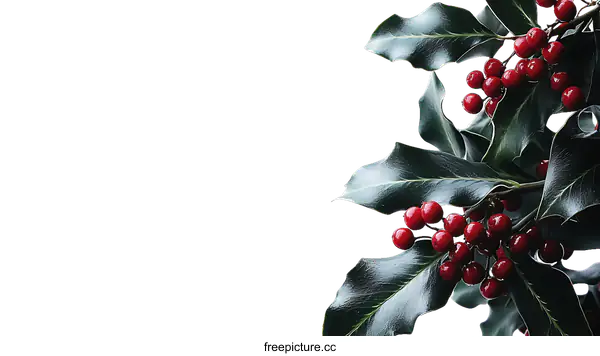 [Transparent Background PNG]Holly Berries and Leaves Festive Arrangement