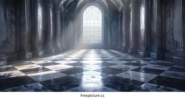 Gothic Cathedral Interior with Marble Floor