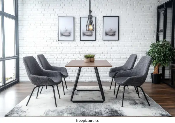 Modern Dining Room with Gray Chairs