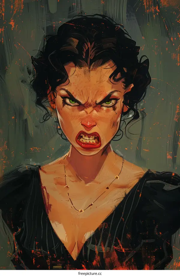 Angry Woman Portrait Illustration