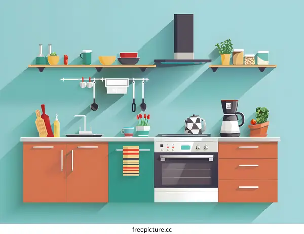 Modern Kitchen Interior Design Illustration