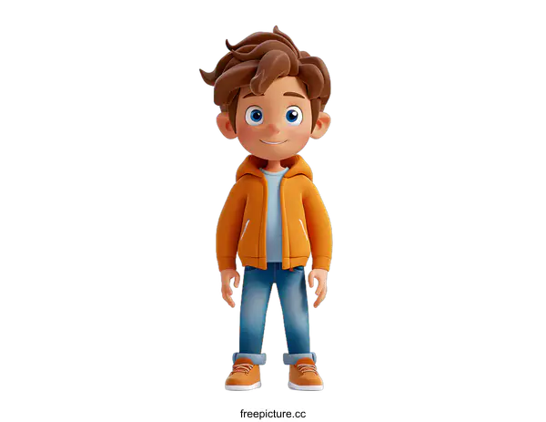 [Transparent Background PNG]3d cartoon character of a boy