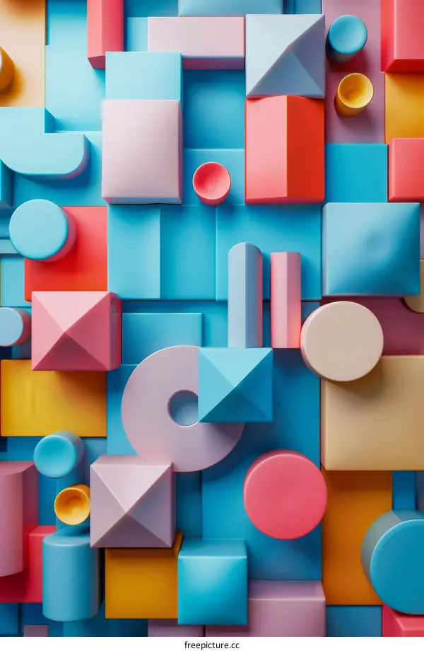 Colorful 3D geometric shapes background