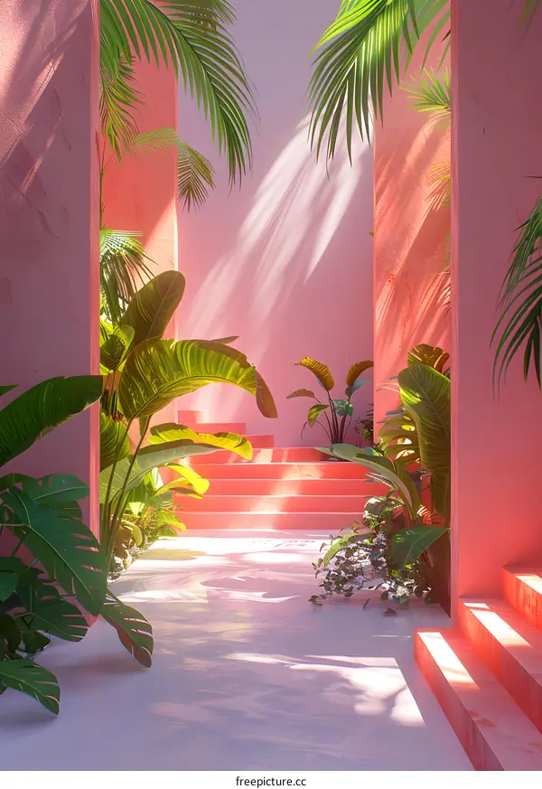 pink and green leaves