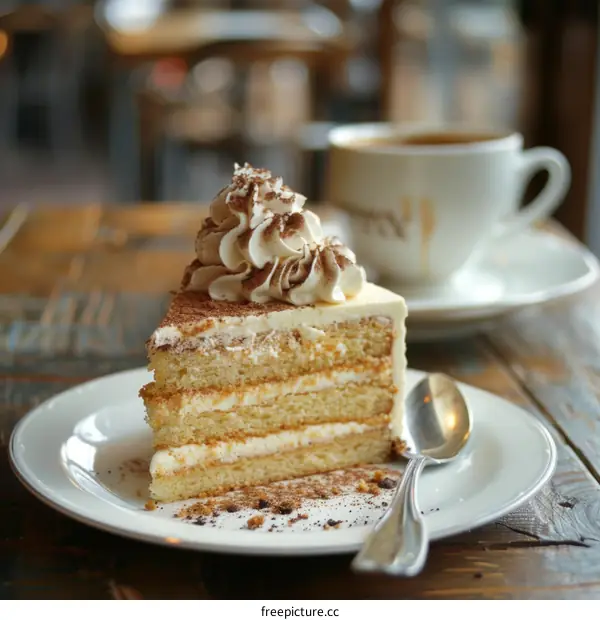 Delicious Cake Slice with Coffee