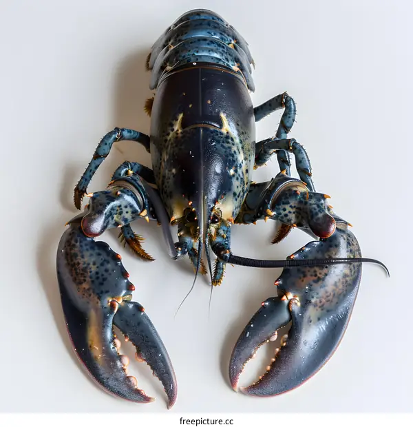 Blue Lobster on White Background
