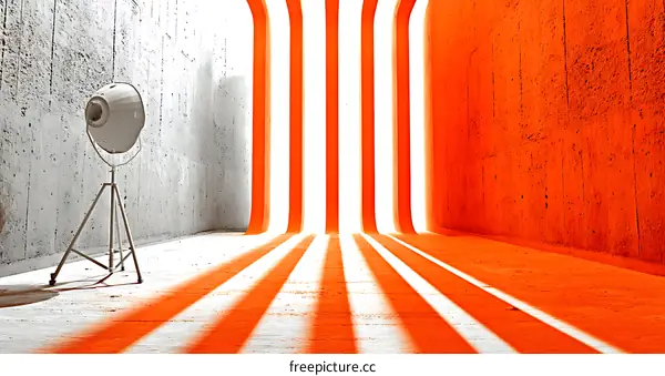 Modern Abstract Interior Design with Orange Accent Walls