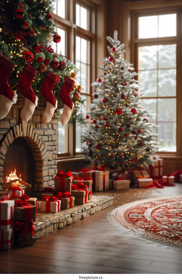 Warm Christmas Decor by the Family Fireplace