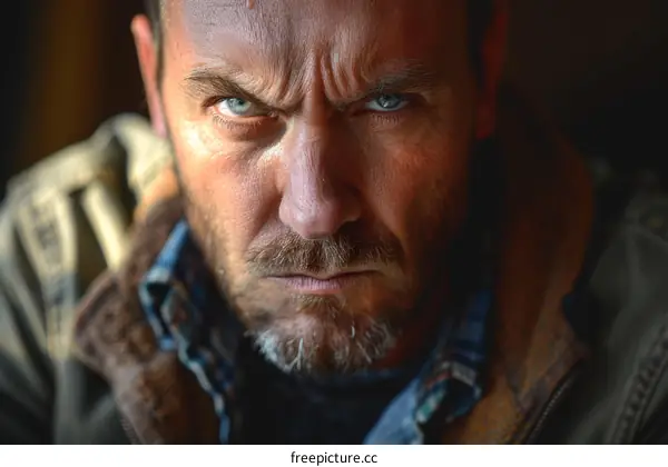 Closeup Portrait of a Serious Man